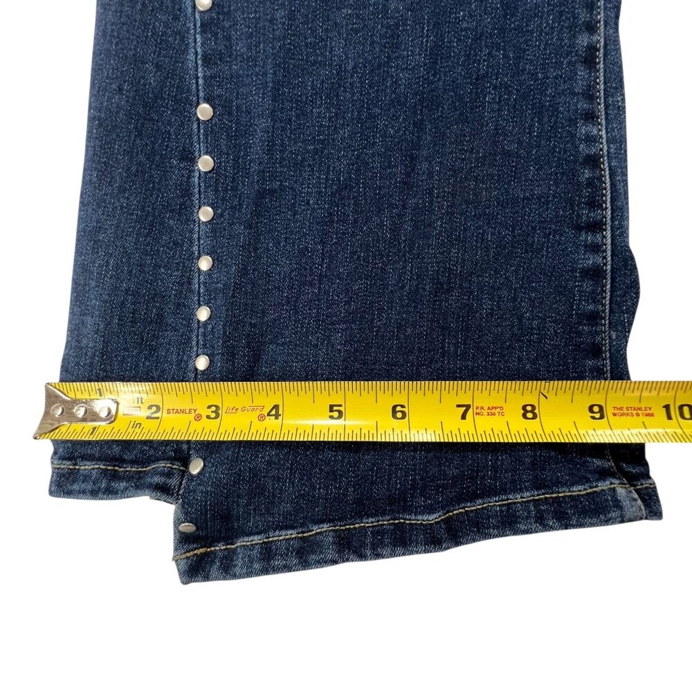 Ceros Denim Flared Studded Jeans Silver Side Rivets Womens 9/29 Retro Sylish - Picture 12 of 15